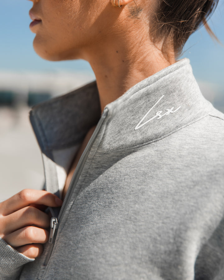 ★LAUL★SIDE ZIPPER OVER FIT HALF SWEAT SHIRT_GREY LSX Half zip sweater – Lastset Co.